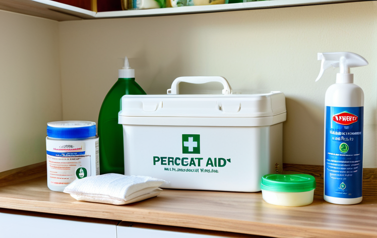 Home First Aid Kit**

"A well-organized home first aid kit, open to display its contents: antiseptic solution, bandages, gauze pads, adhesive tape, burn cream, and aloe vera gel. The kit is placed on a clean kitchen counter with a bright, natural light. safe for work, appropriate content, fully clothed environment, professional, family-friendly, perfect anatomy, natural proportions, high quality."

**