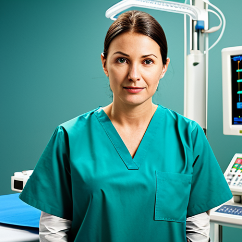 Home 12 Anesthesiologist at Work**
"A professional anesthesiologist in a fully clothed medical uniform, carefully monitoring medical equipment in a bright operating room during a surgery. Appropriate content, safe for work, perfect anatomy, well-formed hands, natural proportions, professional medical environment, high quality."
**