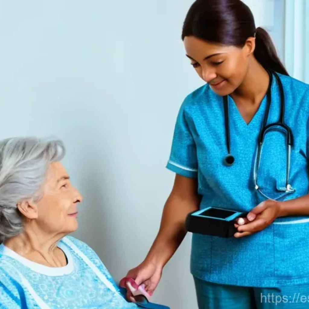 노인 간호사 및 요양보호사 차이 - **Prompt 1: Professional Geriatric Nurse Providing Medical Care**
    "A compassionate female geriat...