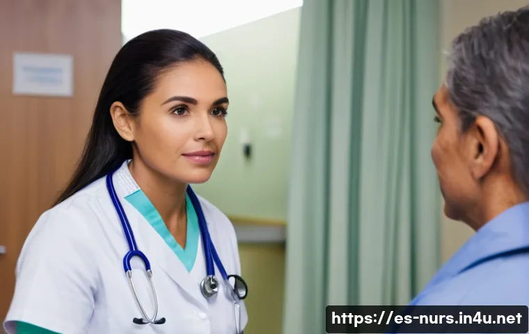 간호사들의 공감 능력 향상법 - A compassionate nurse attentively listening to a middle-aged Hispanic female patient in a modern hos...